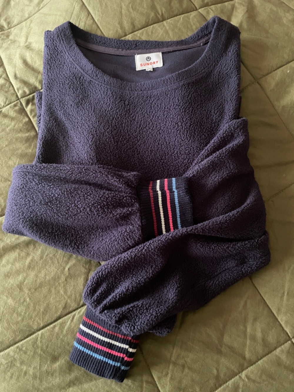 SUNDRY navy blue terry sweatshirt size 3
